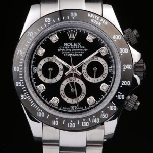 Rolex Daytona Stainless Steel Black Enameled Black Dial