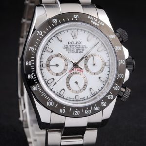 Rolex Daytona Stainless Steel Black Enameled White Dial