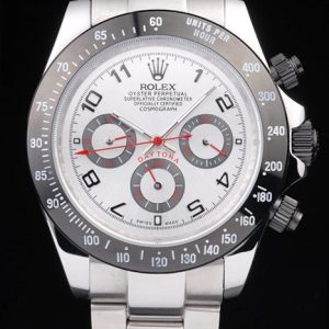 Rolex Daytona Stainless Steel Black Enameled Silver Dial
