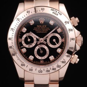 Rolex Daytona Rose Gold Plated Stainless Steel Black Dial