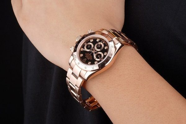 Rolex Daytona Rose Gold Plated Stainless Steel Black Dial - Image 2