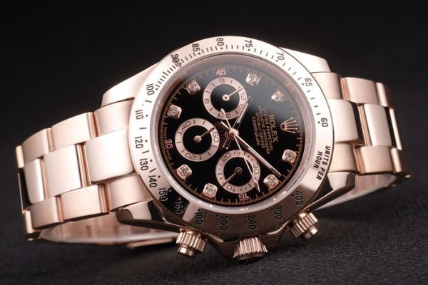 Rolex Daytona Rose Gold Plated Stainless Steel Black Dial - Image 4
