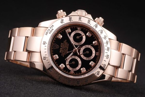Rolex Daytona Rose Gold Plated Stainless Steel Black Dial - Image 5