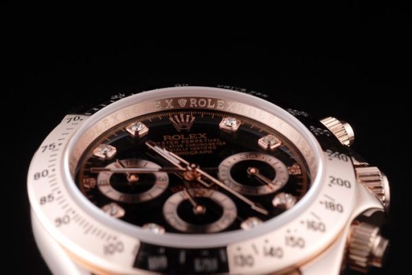 Rolex Daytona Rose Gold Plated Stainless Steel Black Dial - Image 6