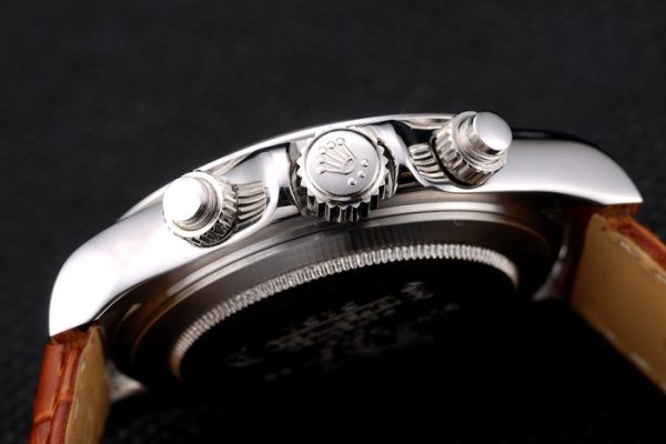 Rolex Daytona Stainless Steel Case White Dial Brown Leather Strap - Image 2