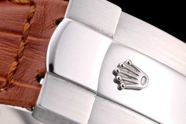 Rolex Daytona Stainless Steel Case White Dial Brown Leather Strap - Image 7