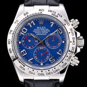 Rolex Daytona Stainless Steel Case Blue Dial Black Leather Strap
