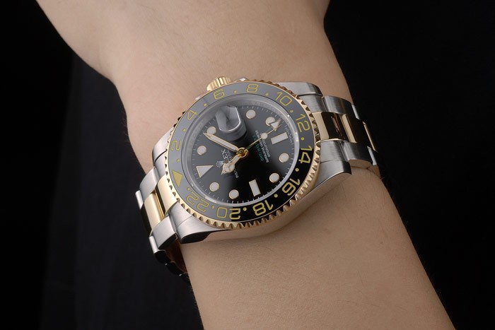 Swiss Rolex GMT Master Rose Gold Bezel Black Dial 80295 - Image 3