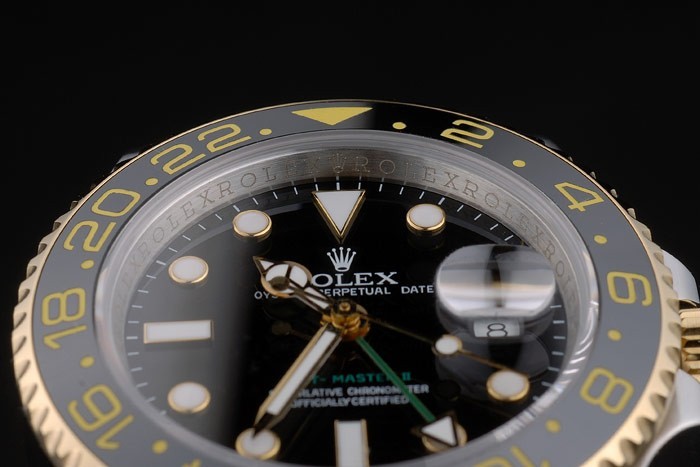 Swiss Rolex GMT Master Rose Gold Bezel Black Dial 80295 - Image 4