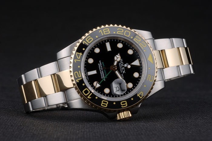 Swiss Rolex GMT Master Rose Gold Bezel Black Dial 80295 - Image 6
