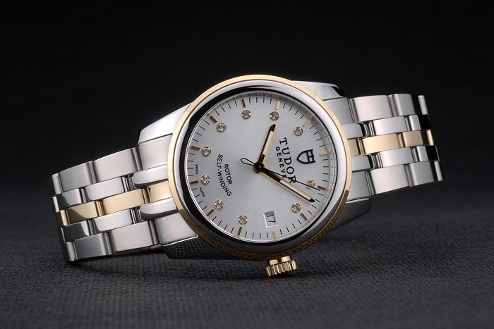 Swiss Tudor Classic Rose Gold Ribber Crystal Encrusted Bezel Silver Dial 80303 - Image 3