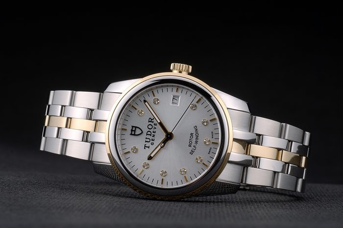 Swiss Tudor Classic Rose Gold Ribber Crystal Encrusted Bezel Silver Dial 80303 - Image 4