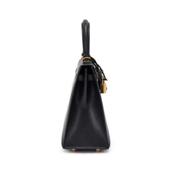 Hermès Black Chèvre Chamkila Sellier Kelly 25 Gold Hardware - Image 3