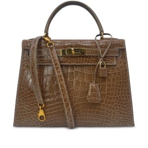 Hermès Vintage Ficelle Shiny Alligator Kelly 28 Gold Hardware