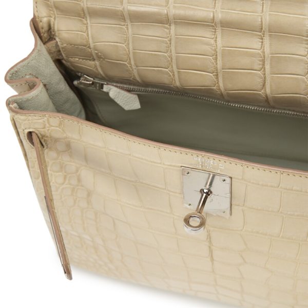 Hermès Beton Matte Alligator Retourne Kelly 28 Palladium Hardware - Image 6