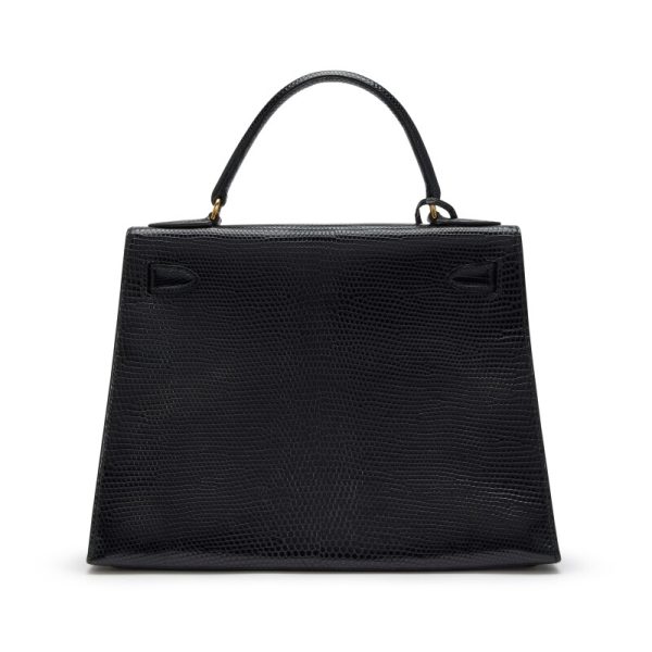 Hermès Black Varanus Salvator Lizard Sellier Kelly 28 Gold Hardware - Image 2