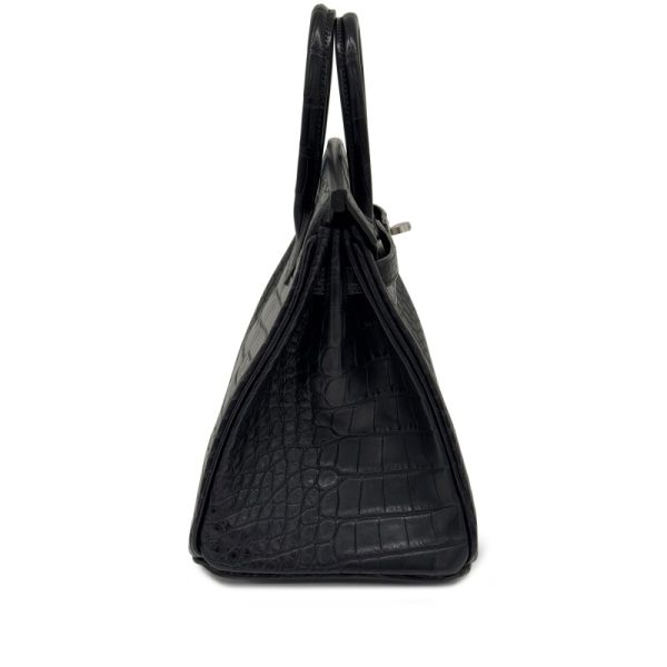 Hermès Black Matte Alligator Birkin 25 Brushed Palladium Hardware - Image 4