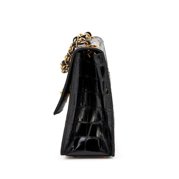 Chanel Black Alligator CC Trapezoid Flap Bag Gold Hardware - Image 4