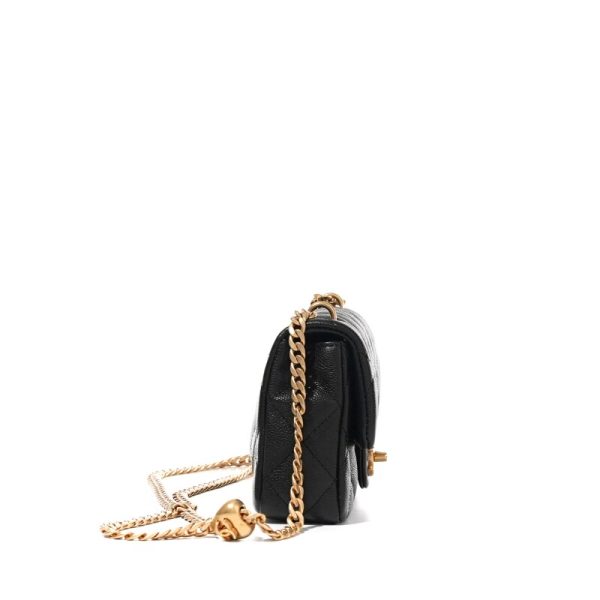 Chanel Black Quilted Caviar Heart Crush Flap Bag Aged Gold Hardware - Image 4