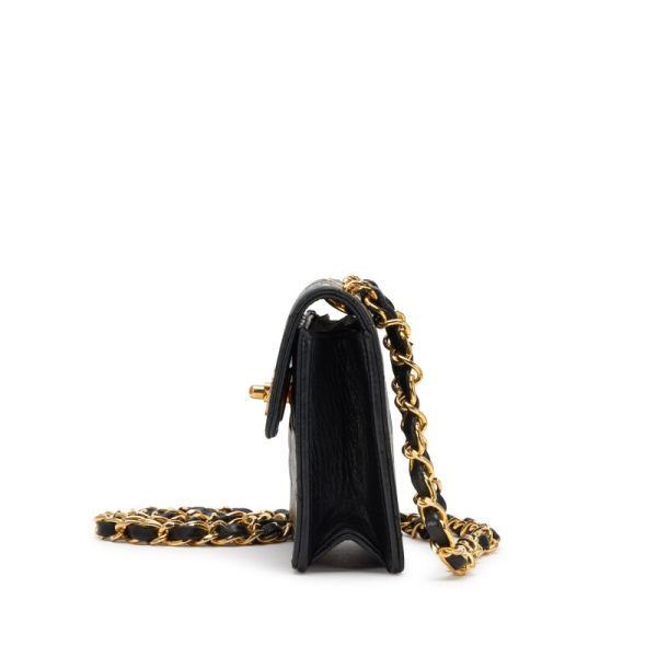 Chanel Vintage Black Quilted Lambskin Extra Mini Flap Bag Gold Hardware - Image 4