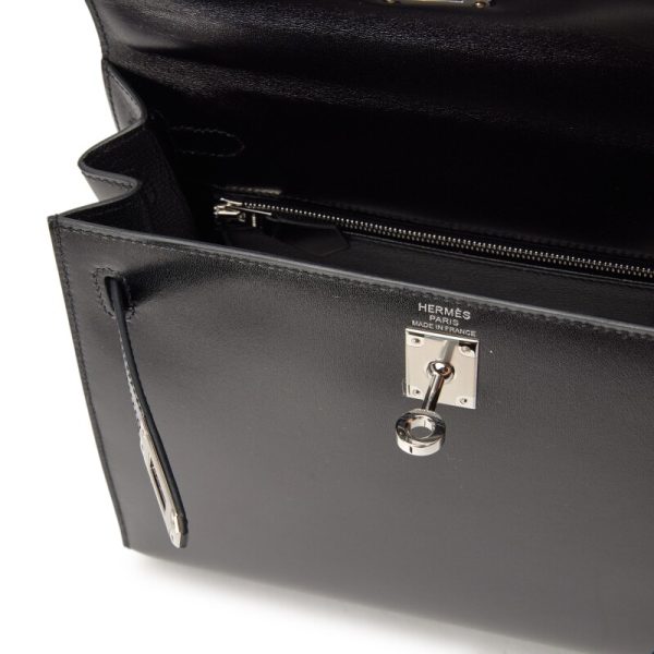 Hermès Black Box Calf Sellier Kelly 25 Palladium Hardware - Image 6