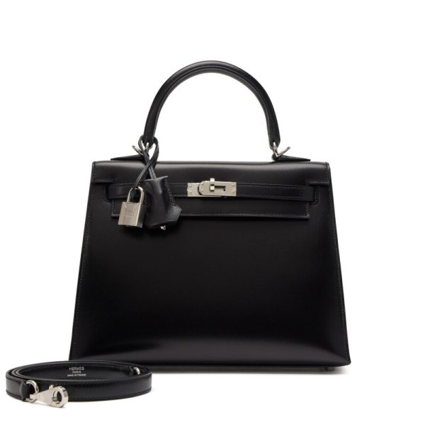 Hermès Black Box Calf Sellier Kelly 25 Palladium Hardware