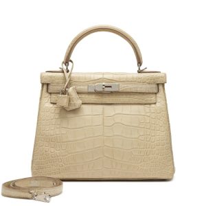 Hermès Beton Matte Alligator Retourne Kelly 28 Palladium Hardware