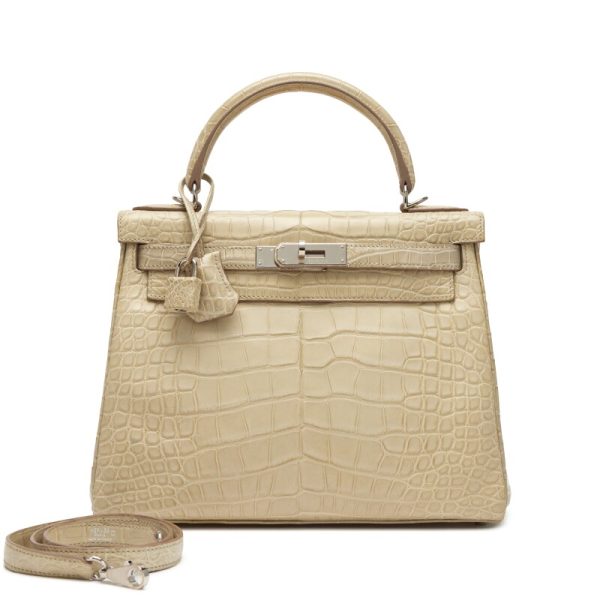 Hermès Beton Matte Alligator Retourne Kelly 28 Palladium Hardware