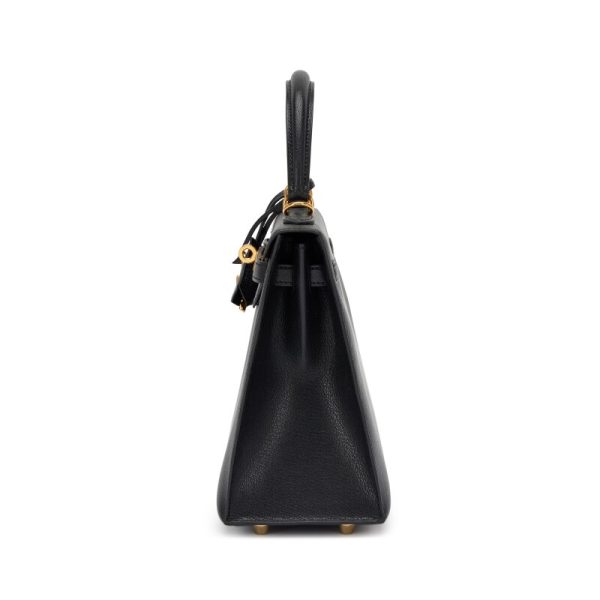 Hermès Black Chèvre Chamkila Sellier Kelly 25 Gold Hardware - Image 4