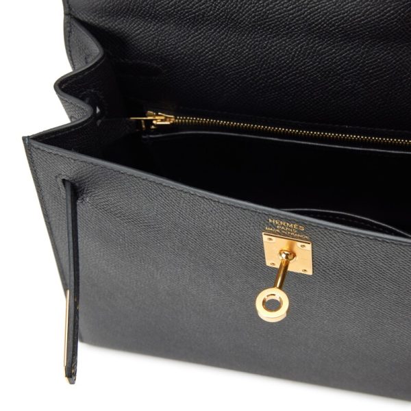 Hermès Black Epsom Kelly 25 Gold Hardware - Image 6