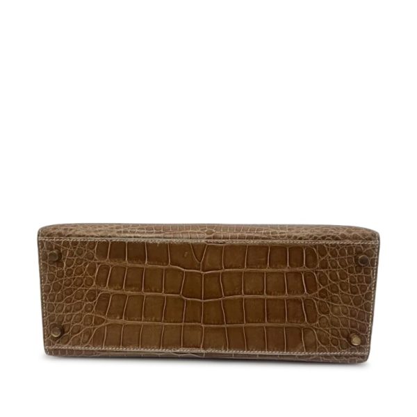 Hermès Vintage Ficelle Shiny Alligator Kelly 28 Gold Hardware - Image 4