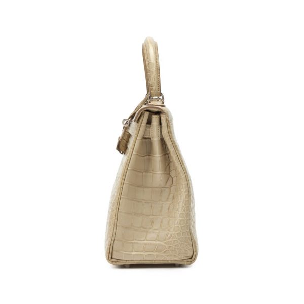 Hermès Beton Matte Alligator Retourne Kelly 28 Palladium Hardware - Image 4