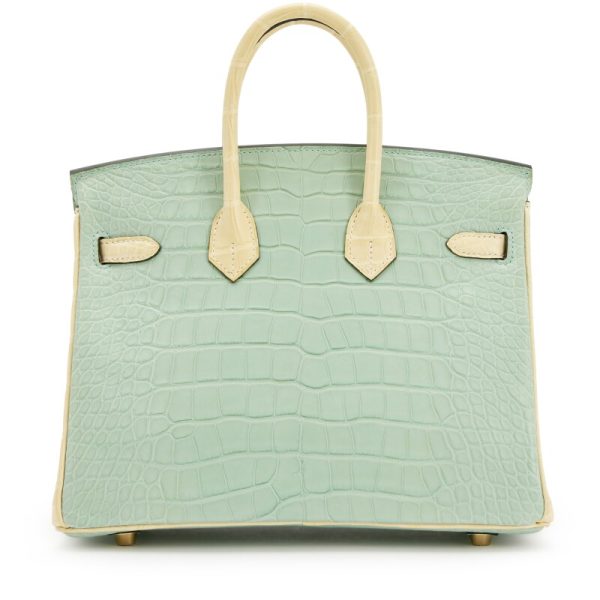 Hermès Vert-D'eau and Vanille Matte Alligator HSS Birkin 25 Brushed Gold Hardware - Image 2