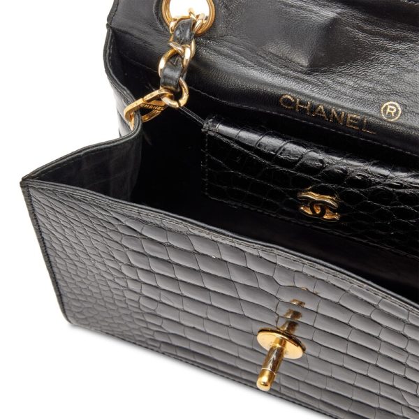 Chanel Black Alligator CC Trapezoid Flap Bag Gold Hardware - Image 6