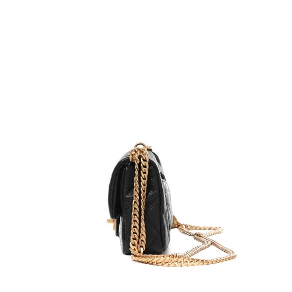 Chanel Black Quilted Caviar Heart Crush Flap Bag Aged Gold Hardware - Image 3