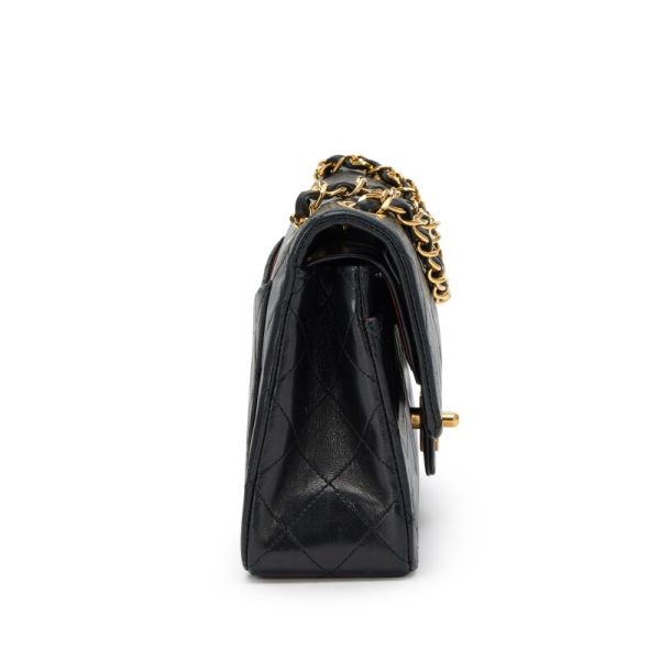 Chanel Vintage Black Quilted Lambskin Small Classic Double Flap Bag Gold Hardware - Image 4