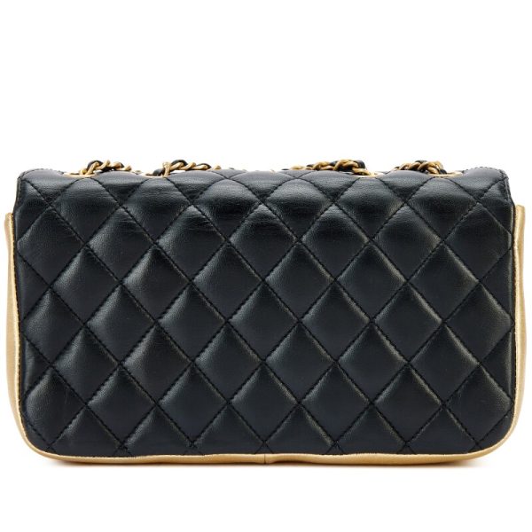 Chanel Black Quilted and Gold Lambskin Double Flap Aged Gold Hardware - Image 2