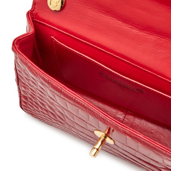 Chanel Red Alligator Mini Half Flap Gold Hardware - Image 6