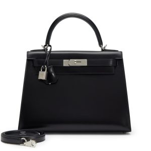 Hermès Black Box Calf Sellier Kelly 28 Palladium Hardware