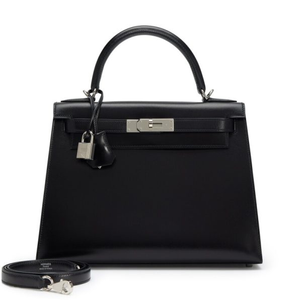 Hermès Black Box Calf Sellier Kelly 28 Palladium Hardware