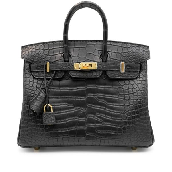 Hermès Black Matte Alligator Birkin 25 Gold Hardware
