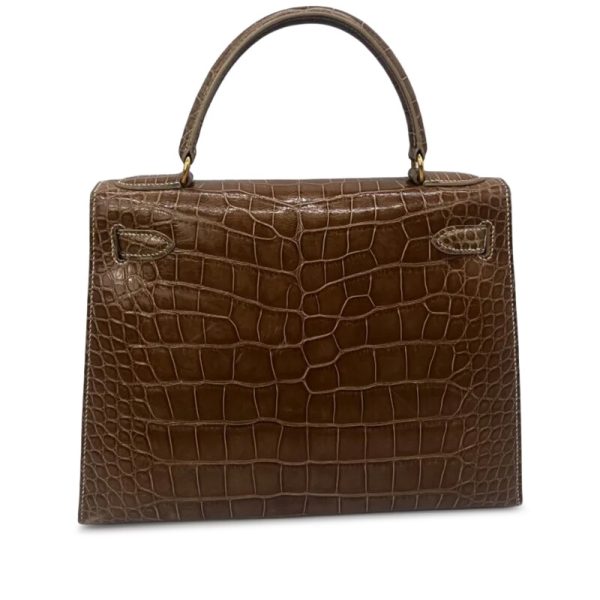 Hermès Vintage Ficelle Shiny Alligator Kelly 28 Gold Hardware - Image 2