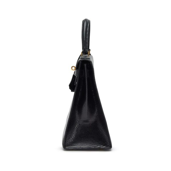 Hermès Black Varanus Salvator Lizard Sellier Kelly 28 Gold Hardware - Image 3