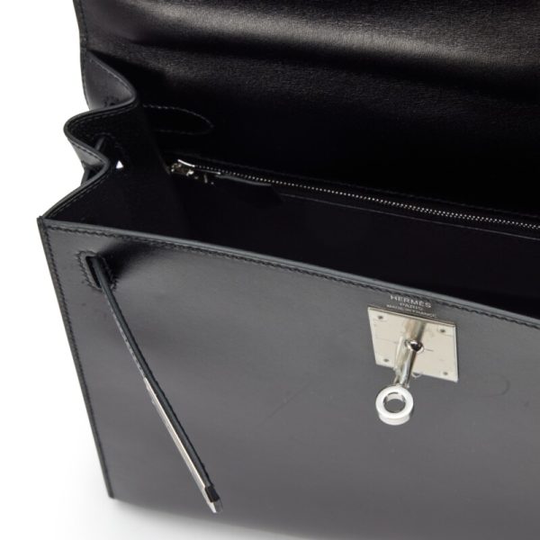 Hermès Black Box Calf Sellier Kelly 28 Palladium Hardware - Image 6