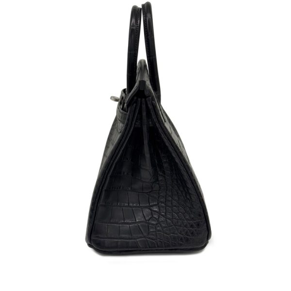 Hermès Black Matte Alligator Birkin 25 Brushed Palladium Hardware - Image 3