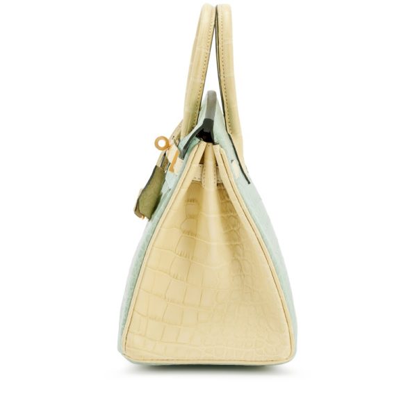 Hermès Vert-D'eau and Vanille Matte Alligator HSS Birkin 25 Brushed Gold Hardware - Image 4
