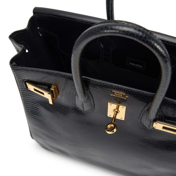 Hermès Black Niloticus Lizard Birkin 25 Gold Hardware - Image 6