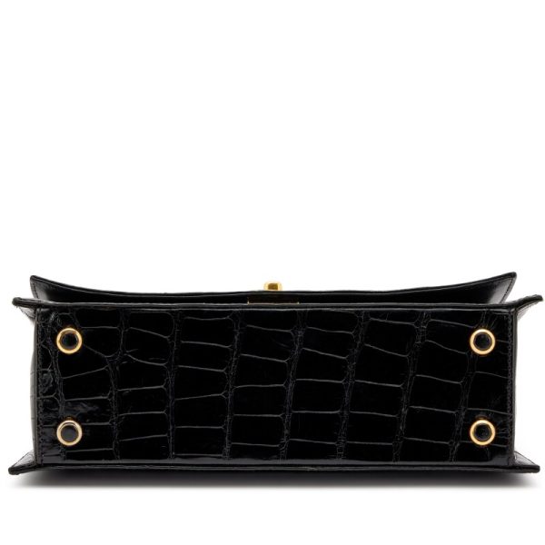 Chanel Black Alligator CC Trapezoid Flap Bag Gold Hardware - Image 5