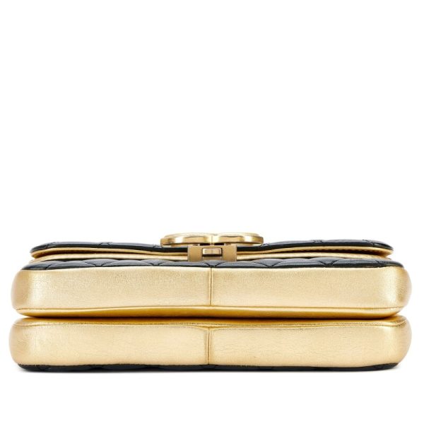 Chanel Black Quilted and Gold Lambskin Double Flap Aged Gold Hardware - Image 5