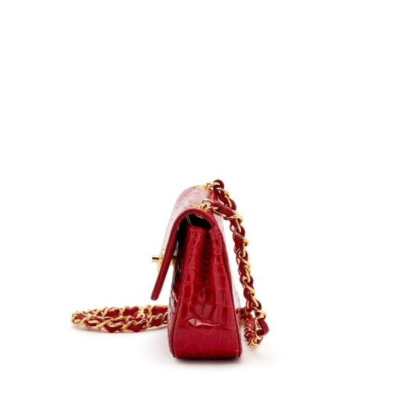 Chanel Red Alligator Mini Half Flap Gold Hardware - Image 4